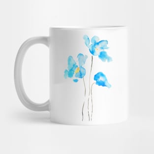 3 abstract blue Himalayan poppies Mug